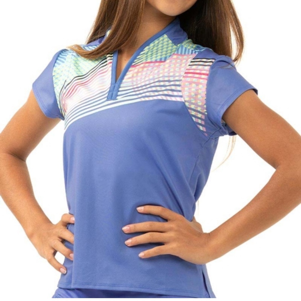 Lucky in Love Blue Athletic Polo Shirt